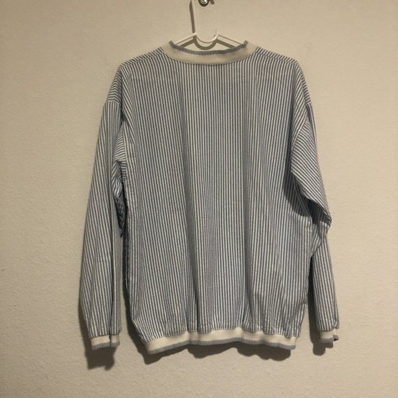 Vintage Willow Ridge Blue And White Striped Metal Zipper Women’s Jacket Medium - Picture 5 of 12